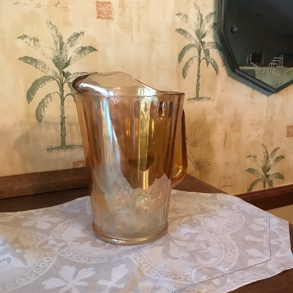 VINTAGE CARNIVAL GLASS IRIDESCENT PITCHER - Picture 8 of 14